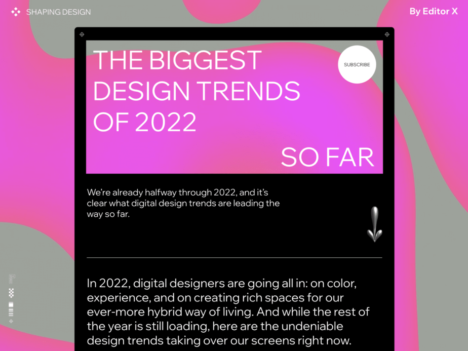 The Biggest Design Trends of 2022: 트렌드를 멋지게 표현한 웹